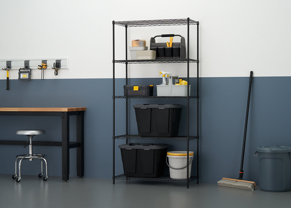 TRINITY® BASICS | 5-Tier Wire Shelving | 36x16x72 | NSF | Black