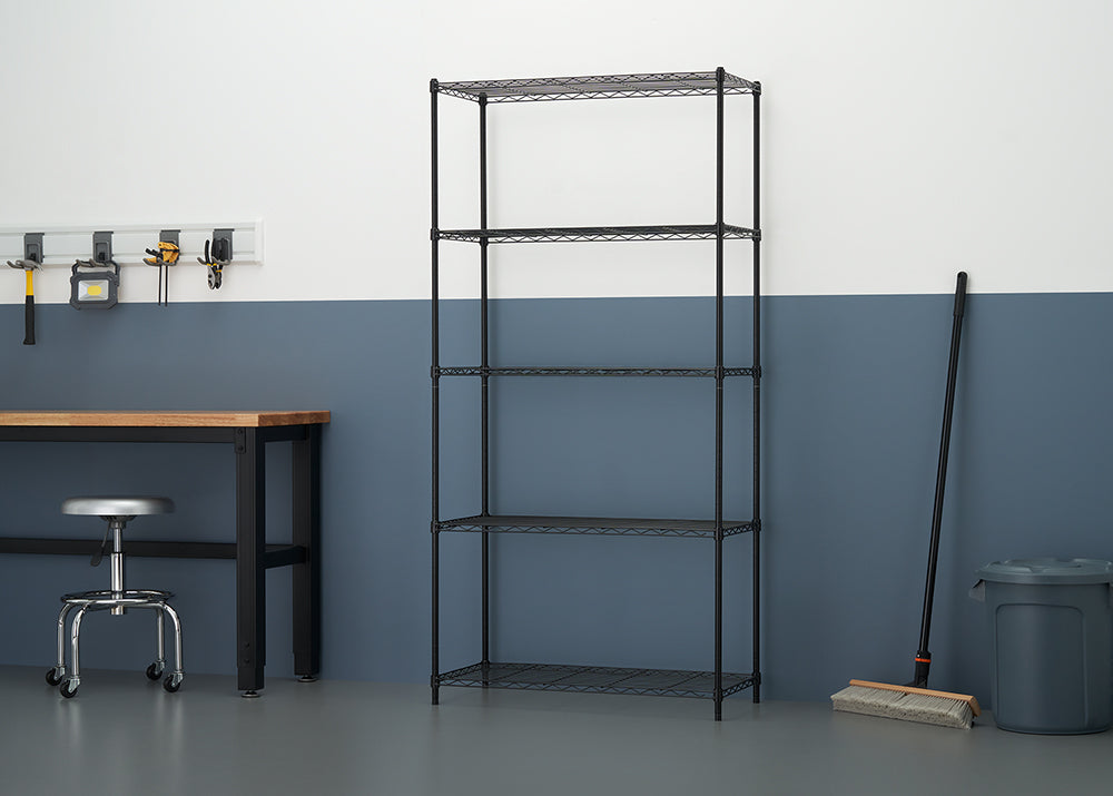 TRINITY® BASICS | 5-Tier Wire Shelving | 36x16x72 | NSF | Black