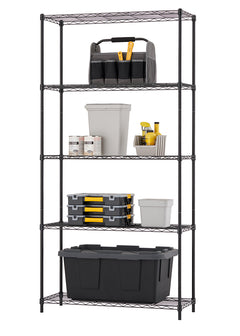 TRINITY® BASICS | 5-Tier Wire Shelving | 36x14x72 | NSF | Black
