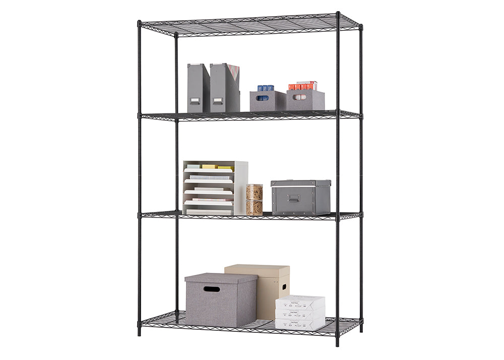 Trinity Storage TRINITY® BASICS | 4-Tier Wire Shelving | 48x24x72 | NSF | Black ...