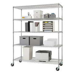 TRINITY EcoStorage® 5-Tier | 60x24x72 | Commercial Wire Shelving | NSF | w/ Wheels | Chrome