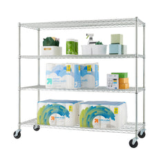 TRINITY BASICS® EcoStorage® | 4-Tier Wire Shelving | 60x24x54 | NSF | w/ Wheels | Chrome