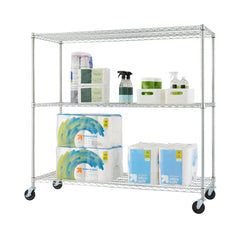 TRINITY BASICS® EcoStorage® | 3-Tier Wire Shelving | 60x24x54 | NSF | w/ Wheels | Chrome