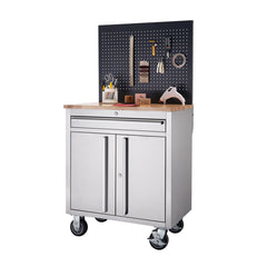 TRINITY BASICS® | 31x 20.6 | Stainless Steel Workbench | w/ Pegboard