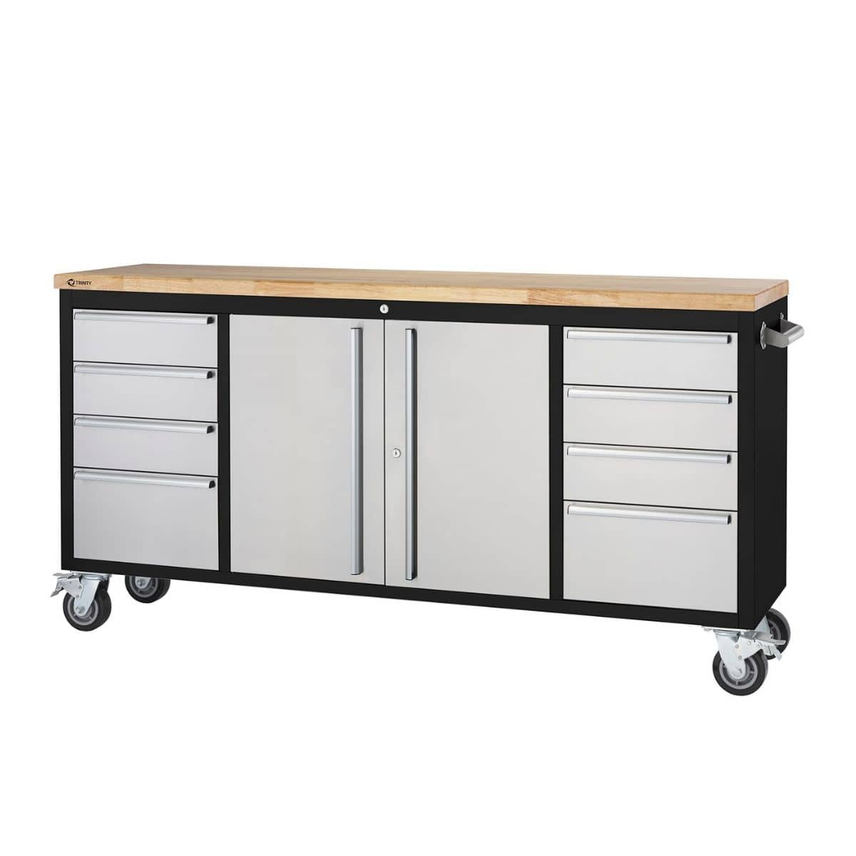 TRINITY 72x19 Black & Stainless Steel Rolling Workbench – TRINITY