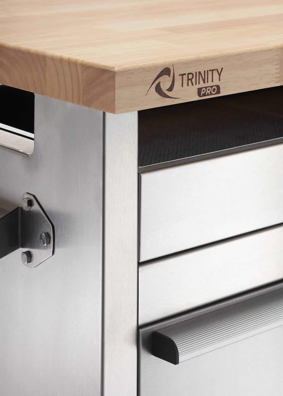 TRINITY PRO® 66x19 Stainless Steel Rolling Workbench w/ Clampable