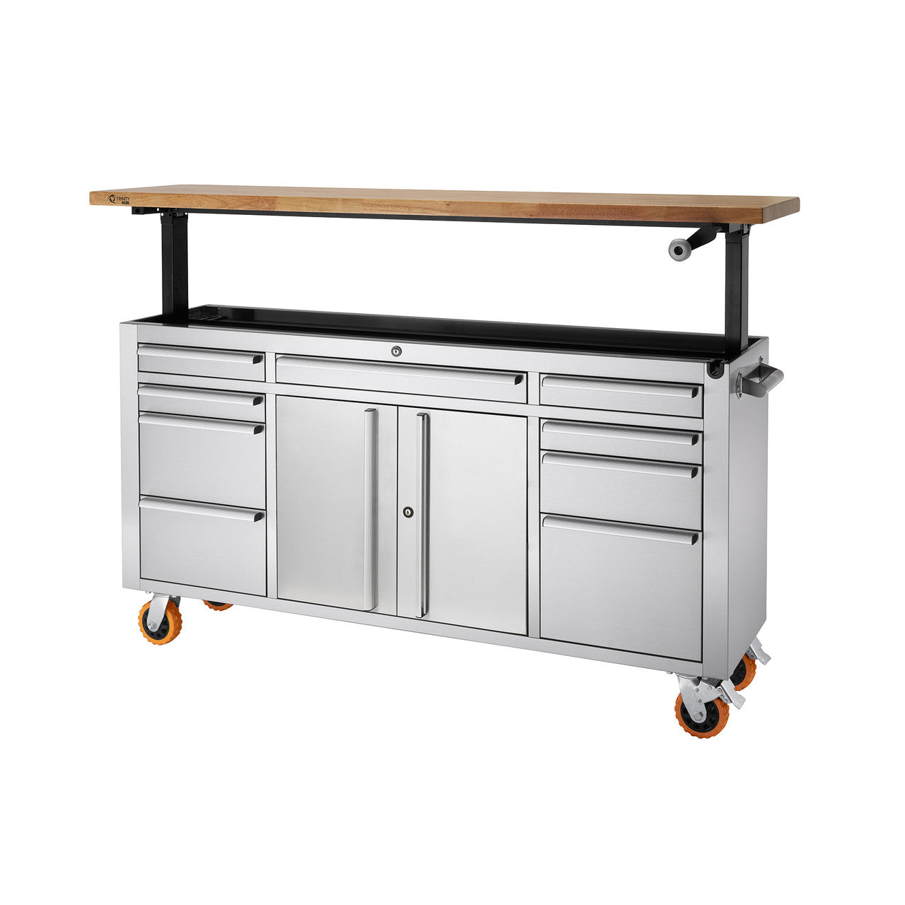 TRINITY ステンレススチール　72インチ　ツールキャビネット TRINITY Pro 72 in x 19 in Stainless Steel Rolling Workbench with