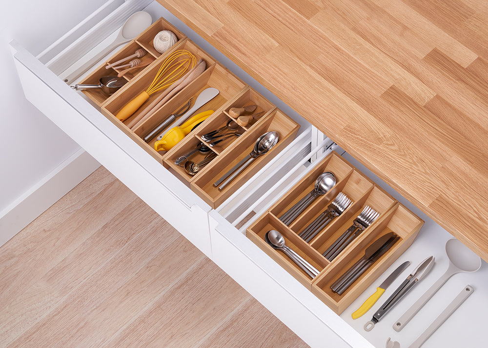 TRINITY® EcoStorage® | 6-Piece Bamboo Drawer Organizer Set | w