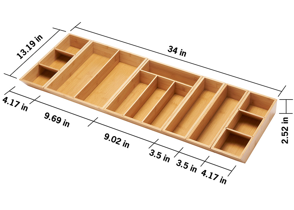 TRINITY® EcoStorage® | 6-Piece Bamboo Drawer Organizer Set | w