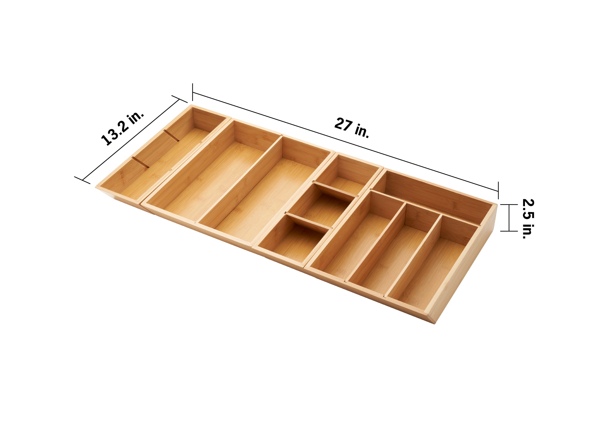 TRINITY® EcoStorage® | 4-Piece Bamboo Drawer Organizer | w TRINITY® EcoStorage® | 4-Piece Bamboo Drawer Organizer | w