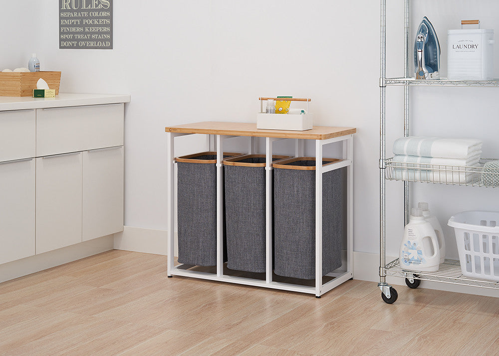 TRINITY® EcoStorage® | Bamboo Laundry Station | White – TRINITY
