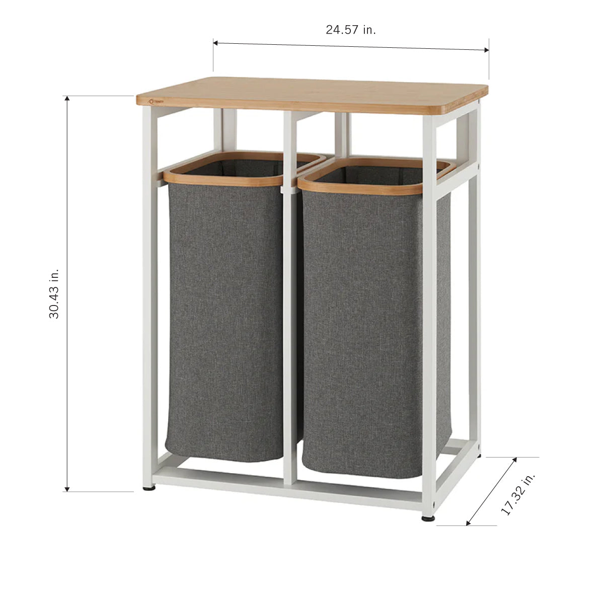 TRINITY EcoStorage® | 2-Bag Bamboo Laundry Station | White
