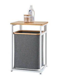 TRINITY® EcoStorage® | Laundry Hamper w/Bamboo Top | White