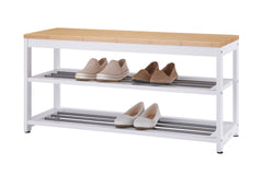 TRINITY EcoStorage® | 3-Tier Bamboo & Metal Shoe Rack | White