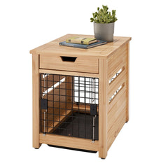 TRINITY 18" Pet Crate End Table w/ Drawer | Natural