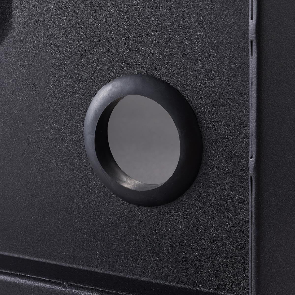 A 2 inch diameter cable hole opening located at the back side of the cabinet.