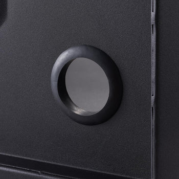 A 2 inch diameter cable hole opening located at the back side of the cabinet.