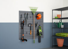 TRINITY | Panneau mural modulaire à lattes de 1,4 m² | Ensemble d'accessoires de démarrage 13 pièces | Gris