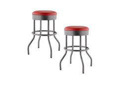 TRINITY | 25" Red Swivel Counter Stool | 2-Pack | Black Anthracite®