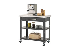 TRINITY® | 36" Metal Prep Cart | Stainless Steel Top | w/ Drawer | Black