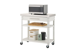 TRINITY® | 36" Metal Prep Cart | Stainless Steel Top | w/ Drawer | White