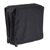 A black cooler cover for 80 quart and 100 quart trinity cooler. The bottom shows a black wheel.
