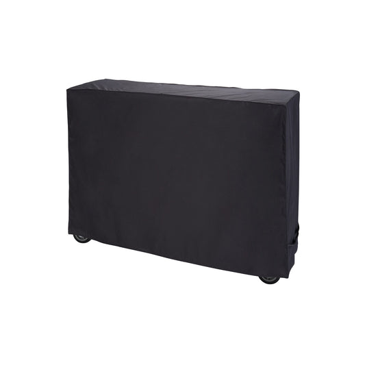 A black 4 inches workbench cover showing black wheels at the bottom.
