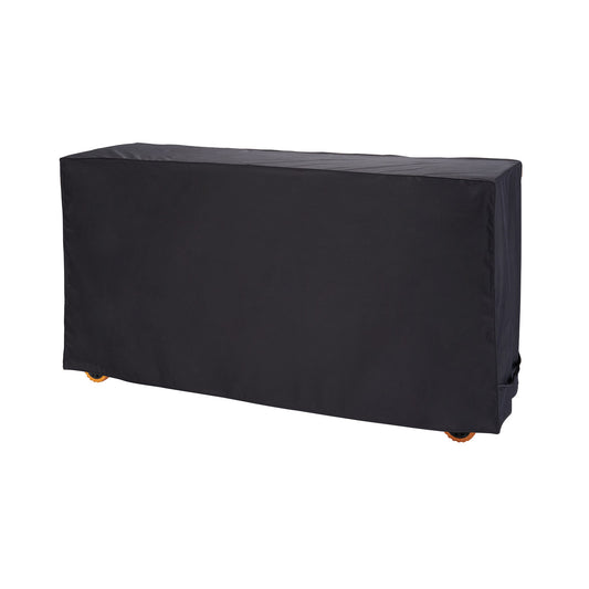 A black 72 inch workbench cover showing orange wheels at the bottom.