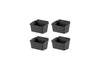 A square grid of four identical, dark gray, plastic containers is shown against a white background. Each container is a rectangular bin, appearing to be an insert or organizer for a drawer or larger system.