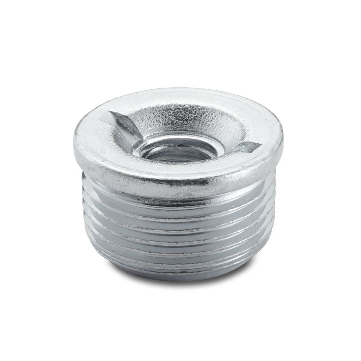 A threaded plug, likely made of metal, with a slotted head for tightening. The plug has a cylindrical shape with visible threads and a circular top.