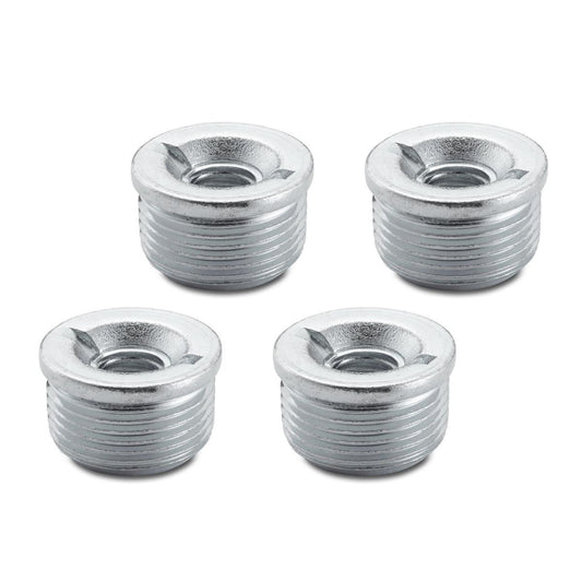 Set of four 1/2" NPT threaded, countersunk hex plugs. These are 150# galvanized merchant steel pipe fittings.