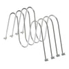 A set of four shiny chrome wire dividers are arranged diagonally against a white background. The dividers have a wavy top and small clips at the bottom for attachment to a rack.