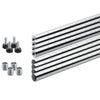 Full set of 4 chrome color poles with feet levelers, and pole connectors for trinity shelving racks.