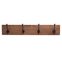 DRAKESTONE | Coat and Towel Rack w/ 4 Double Hooks | Walnut