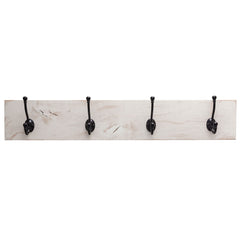 DRAKESTONE | Coat and Towel Rack w/ 4 Double Hooks | White Wash