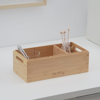 NEAT | Bamboo Stackable Storage Boxes | w/ Dividers | 2-Pack