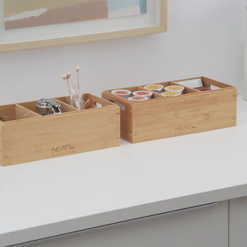 NEAT | Bamboo Stackable Storage Boxes | w/ Dividers | 2-Pack